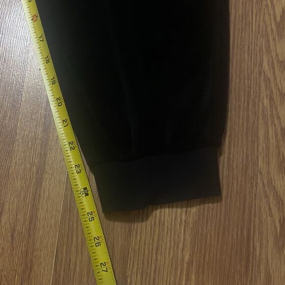 Eileen Fisher Black Velour Jogger Pants Organic Cotton Drawstring Pull On PL - Picture 7 of 13